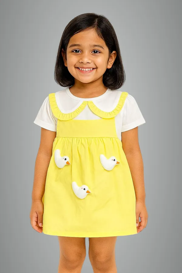 Yellow_Trendy_&_Comfortable_Ducky-Applique_Pink_Pinafore_&_Peter-Pan_Tee_For_Girls