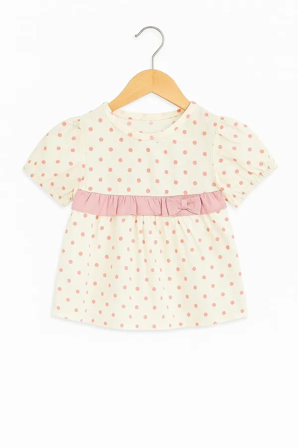 Pink_Trendy_&_Comfortable_Polka_Dot_Top_And_Shorts_Set_For_Girls