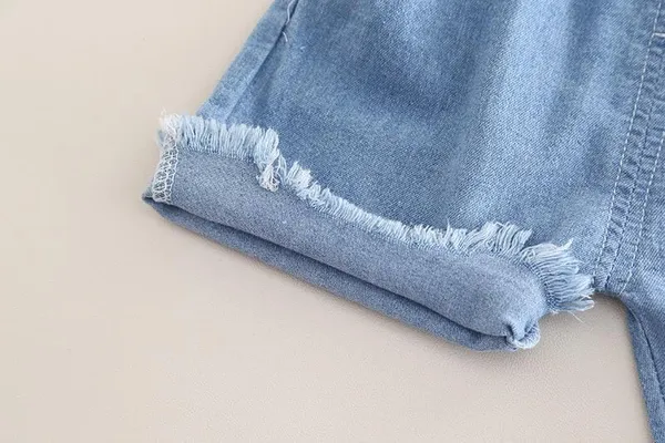 White_Trendy_&_Comfortable_Car_Denim_Short_Set_For_Baby_Girls