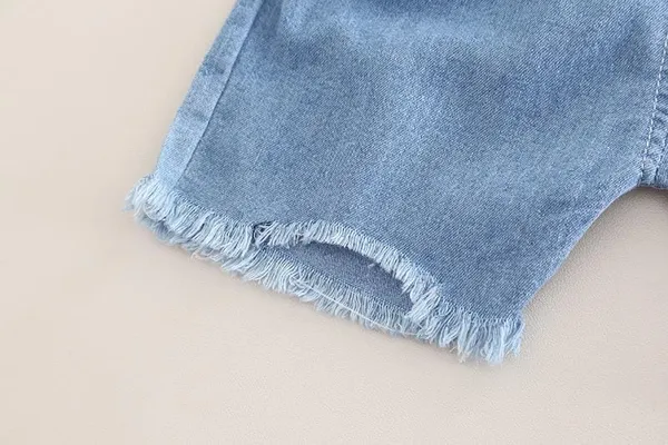 White_Trendy_&_Comfortable_Car_Denim_Short_Set_For_Baby_Girls