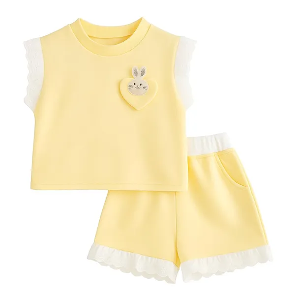 Yellow_Trendy_&_Comfortable_Bunny_Shorts_Set_For_Girls