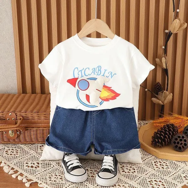 White_Trendy_&_Comfortable_Denim_Shorts_Set_For_Boys