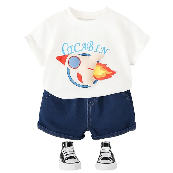 White_Trendy_&_Comfortable_Denim_Shorts_Set_For_Boys