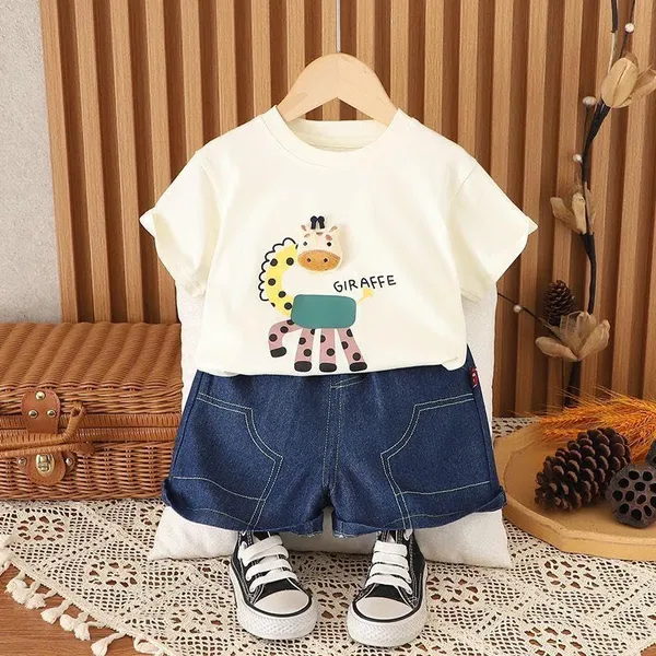 White_Trendy_&_Comfortable_Giraffe_Denim_Set_For_Boys