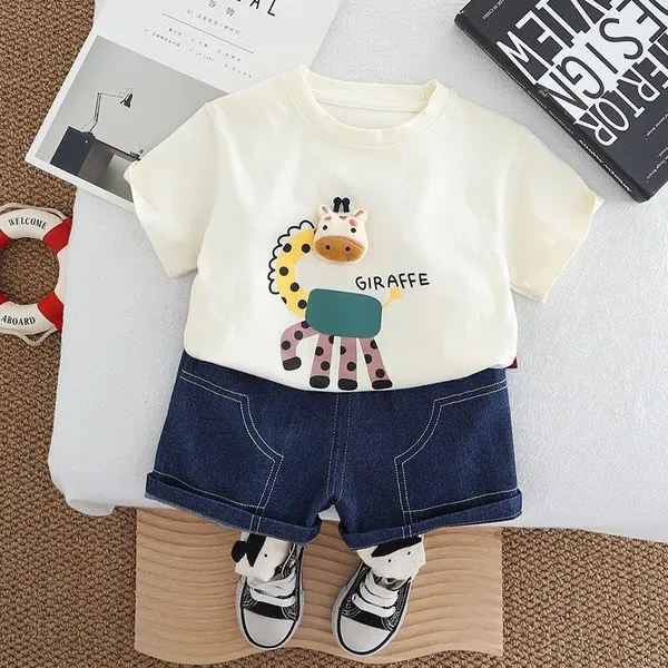 White_Trendy_&_Comfortable_Giraffe_Denim_Set_For_Boys