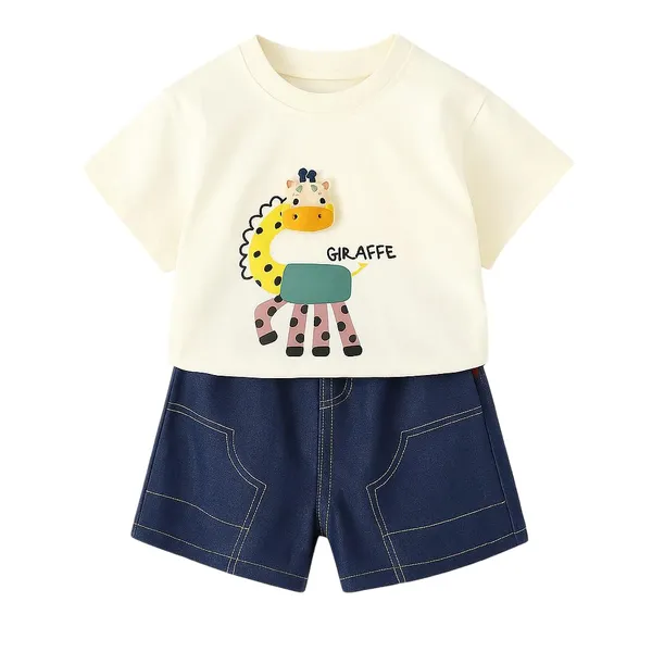 White_Trendy_&_Comfortable_Giraffe_Denim_Set_For_Boys