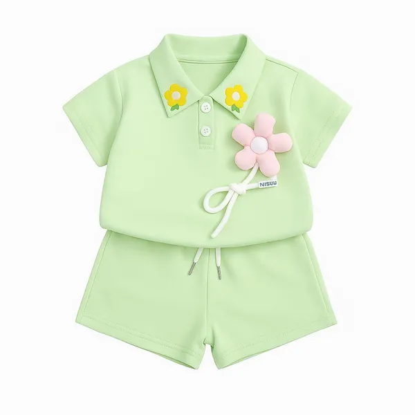 Green_Trendy_&_Comfortable_Cotton_T-Shirt_With_Shorts_For_Baby_Girls