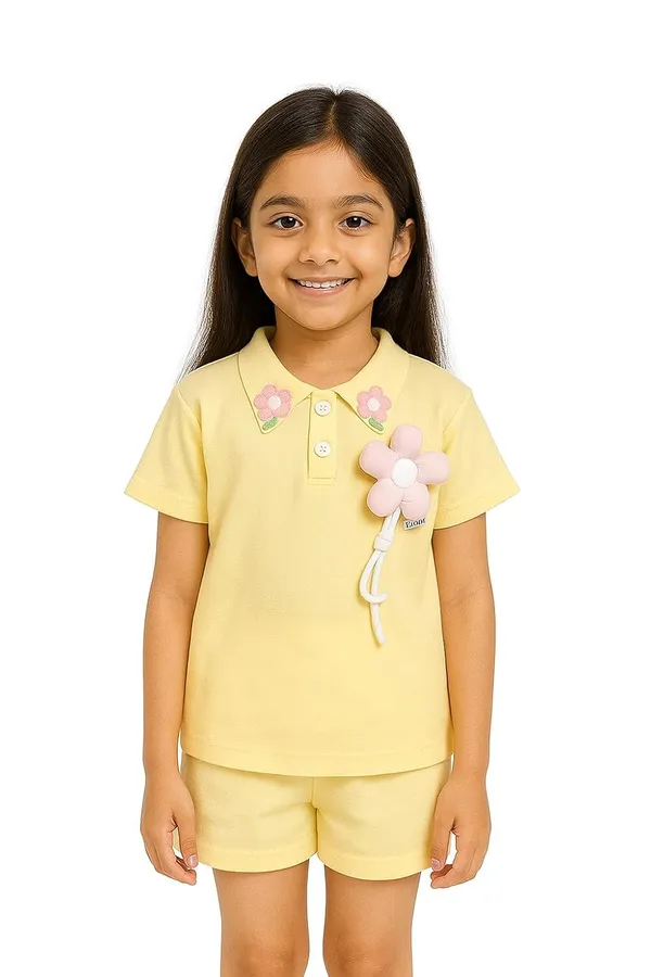 Yellow_Trendy_&_Comfortable_Cotton_T-Shirt_With_Shorts_For_Baby_Girls