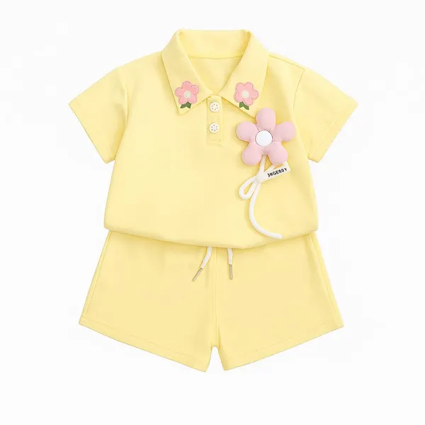 Yellow_Trendy_&_Comfortable_Cotton_T-Shirt_With_Shorts_For_Baby_Girls