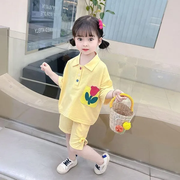 Yellow_Trendy_&_Comfortable_Tulip_Shorts_Set_For_Girls