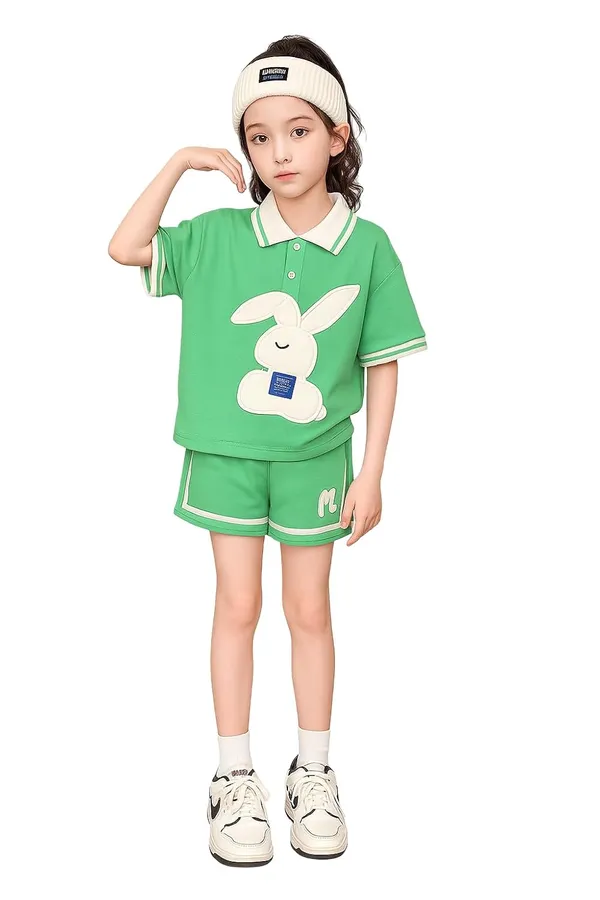Green_Trendy_&_Comfortable_Bunny_Ear_Shorts_Set_For_Girls