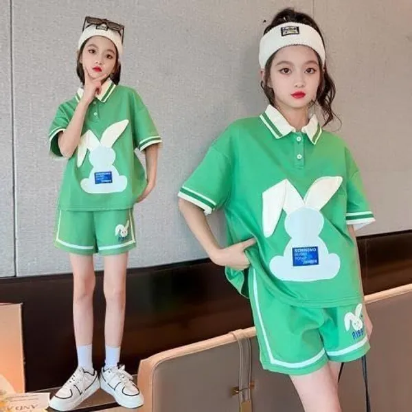 Green_Trendy_&_Comfortable_Bunny_Ear_Shorts_Set_For_Girls