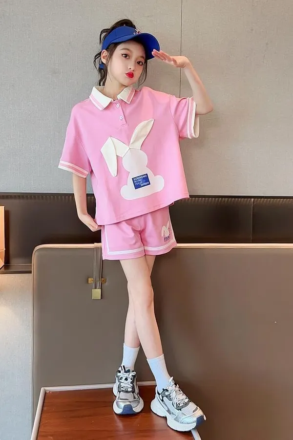Pink_Trendy_&_Comfortable_Bunny_Ear_Shorts_Set_For_Girls