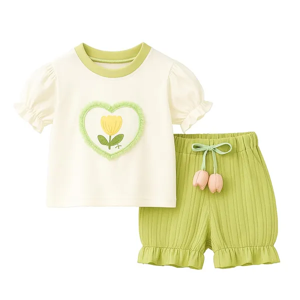 Green_Trendy_&_Comfortable_Tulip_In_Heart_Short_Set_For_Girls