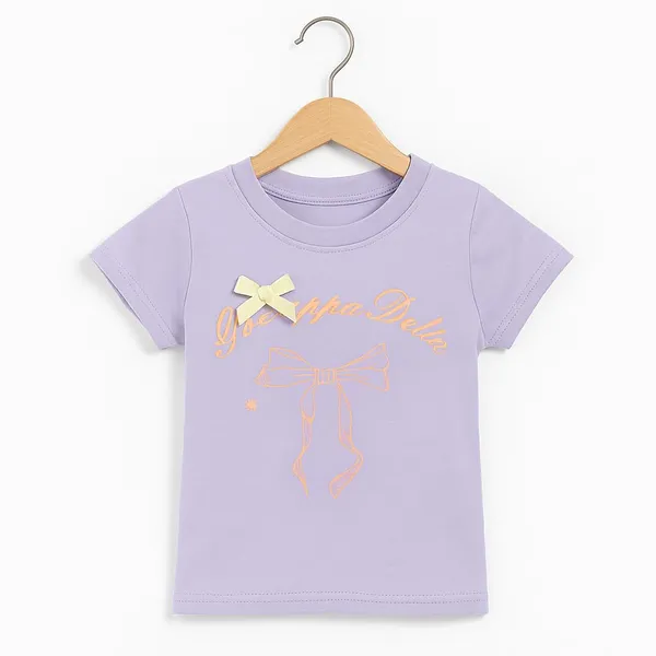 Lavender_Trendy_&_Comfortable_Pastel-Bow_Graphic_Tee_&_Peach_Drawstring_Shorts_For_Girls