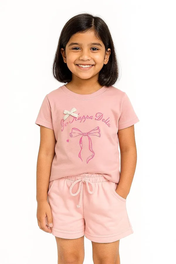 Pink_Trendy_&_Comfortable_Pastel-Bow_Graphic_Tee_&_Peach_Drawstring_Shorts_For_Girls