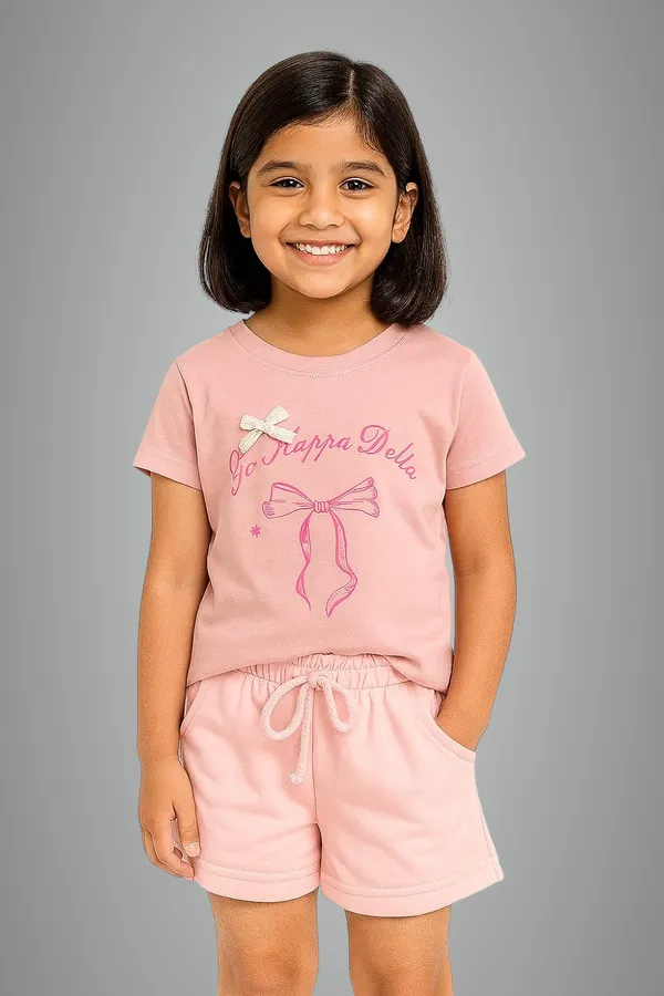 Pink_Trendy_&_Comfortable_Pastel-Bow_Graphic_Tee_&_Peach_Drawstring_Shorts_For_Girls