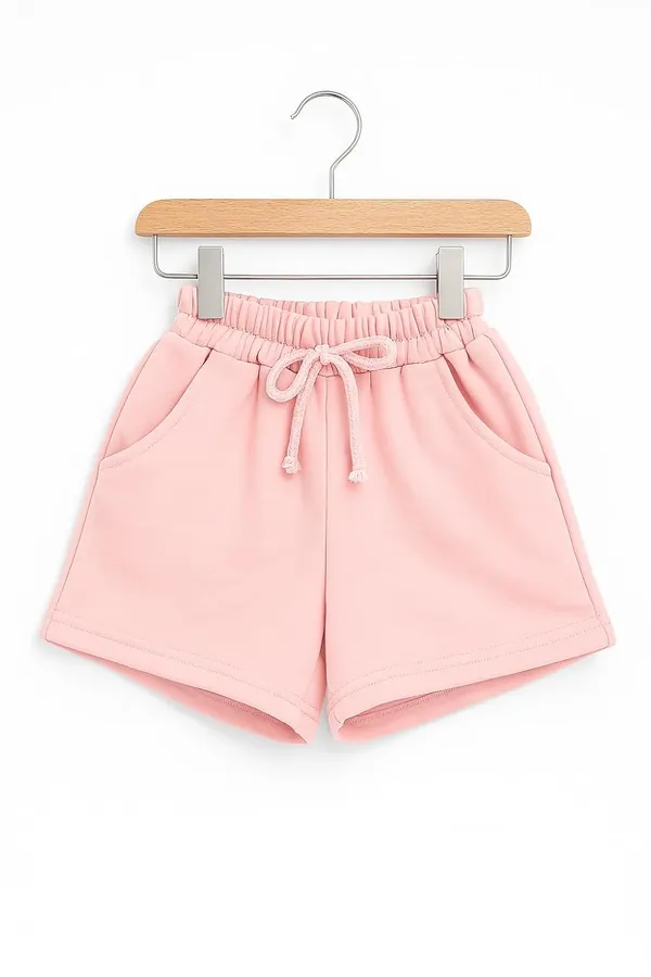 White_Trendy_&_Comfortable_Pastel-Bow_Graphic_Tee_&_Peach_Drawstring_Shorts_For_Girls