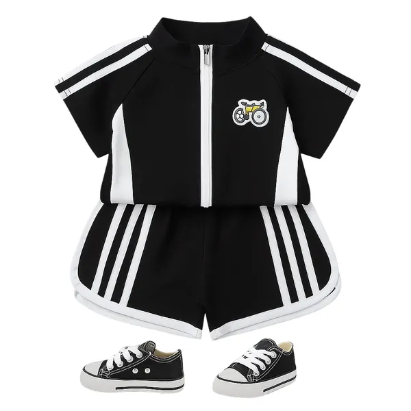 Black_Trendy_&_Comfortable_Sporty_Shorts_Set_For_Girls