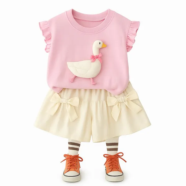 Pink_Trendy_&_Comfortable_Duck_Shorts_Set_For_Girls