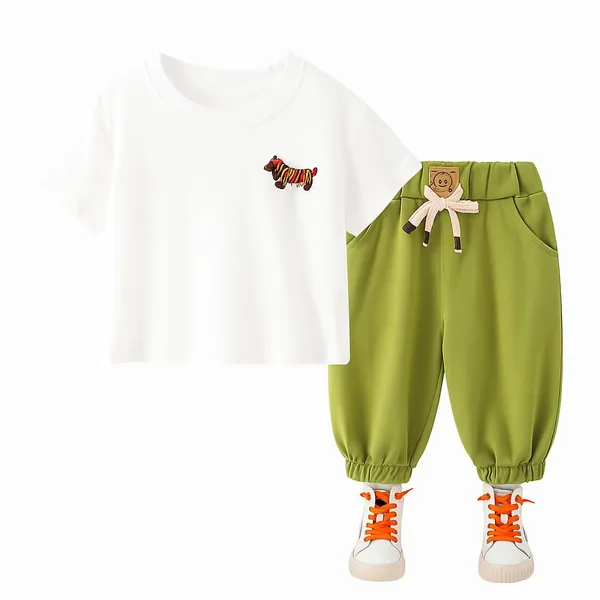 White_Trendy_&_Comfortable_Dog_Shorts_Set_For_Girls