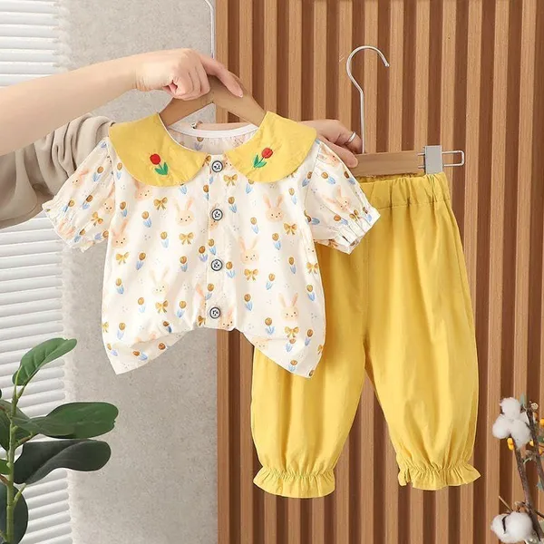 Yellow_Trendy_&_Comfortable_Bunny_Pants_Set_For_Girls