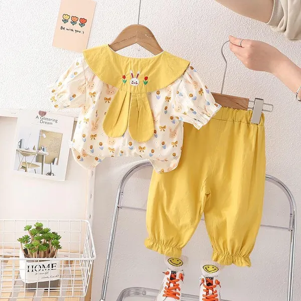 Yellow_Trendy_&_Comfortable_Bunny_Pants_Set_For_Girls