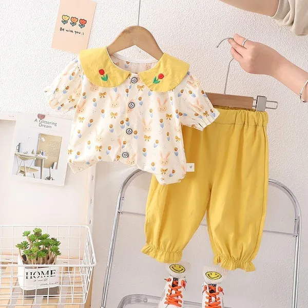 Yellow_Trendy_&_Comfortable_Bunny_Pants_Set_For_Girls