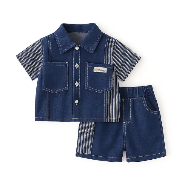 Dark_Blue_Trendy_&_Comfortable_Striped_Denim_Shorts_Set_For_Boys