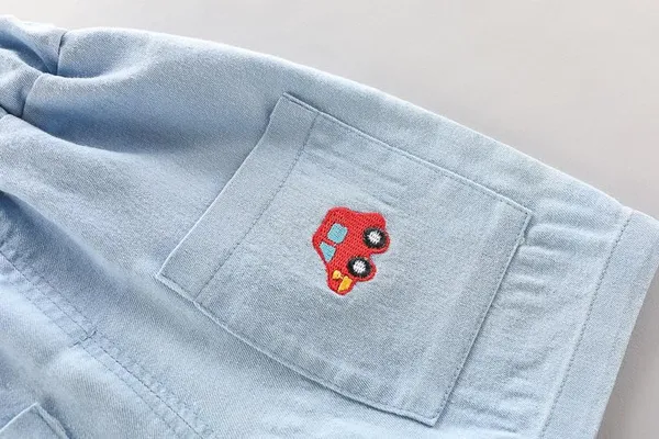 White_Trendy_&_Comfortable_Car_Denim_Short_Set_For_Boys