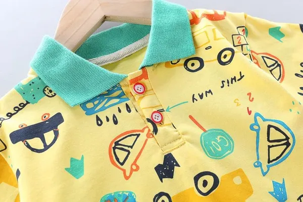 Yellow_Trendy_&_Comfortable_Car_Denim_Short_Set_For_Boys