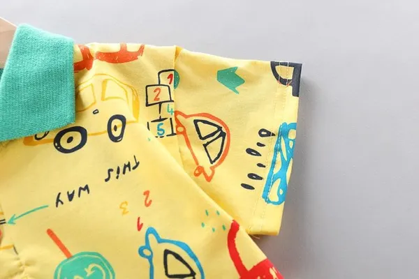 Yellow_Trendy_&_Comfortable_Car_Denim_Short_Set_For_Boys