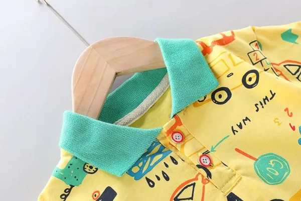 Yellow_Trendy_&_Comfortable_Car_Denim_Short_Set_For_Boys