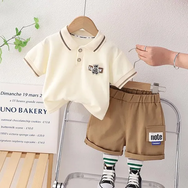 Cream_Trendy_&_Comfortable_Polo_T-Shirts_Shorts_Set_For_Boys
