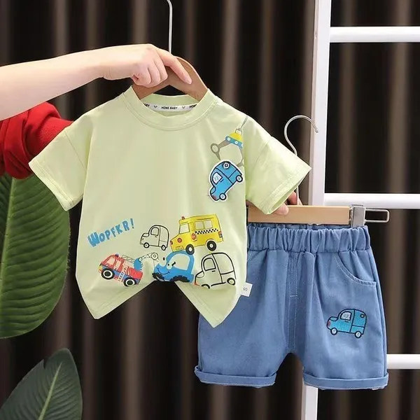 Green_Trendy_&_Comfortable_Car_Denim_Short_Set_For_Boys