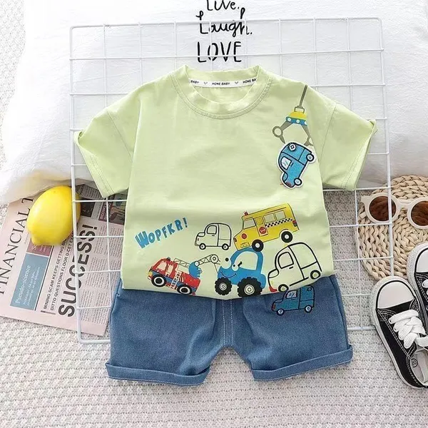 Green_Trendy_&_Comfortable_Car_Denim_Short_Set_For_Boys