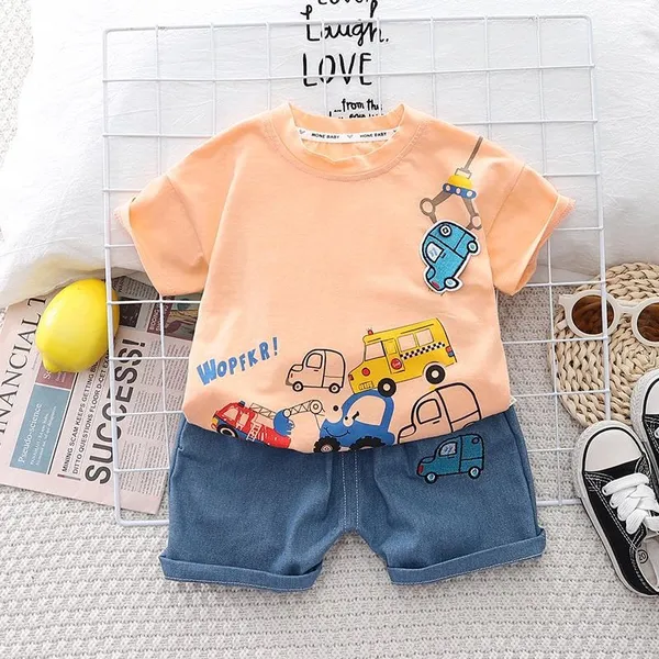 Orange_Trendy_&_Comfortable_Car_Denim_Short_Set_For_Boys