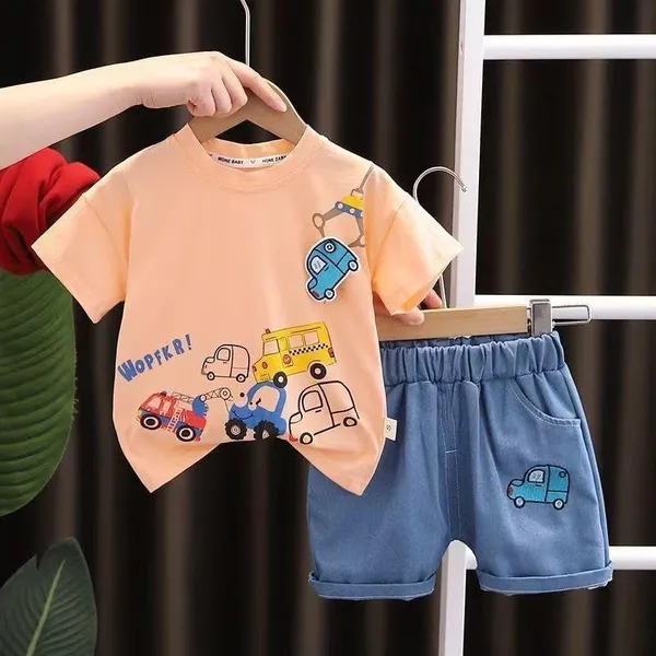 Orange_Trendy_&_Comfortable_Car_Denim_Short_Set_For_Boys