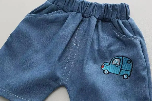 Orange_Trendy_&_Comfortable_Car_Denim_Short_Set_For_Boys