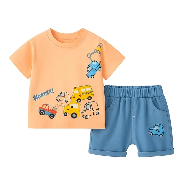 Orange_Trendy_&_Comfortable_Car_Denim_Short_Set_For_Boys