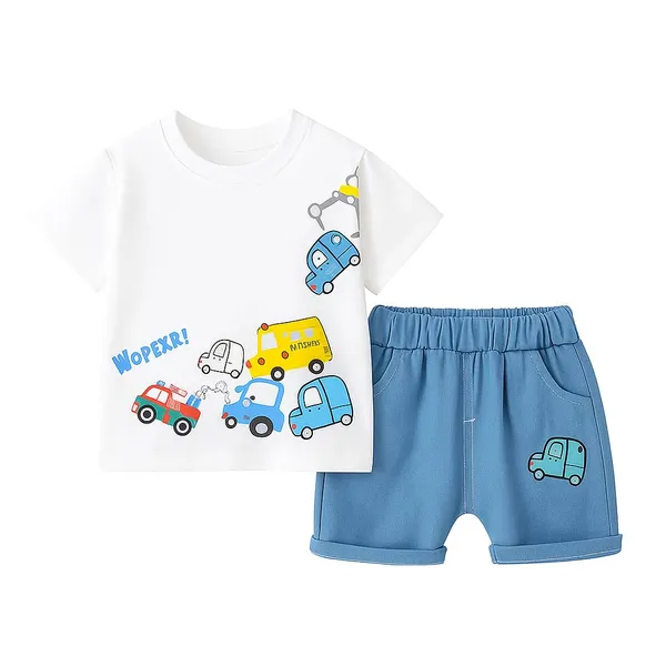 White_Trendy_&_Comfortable_Car_Denim_Short_Set_For_Boys