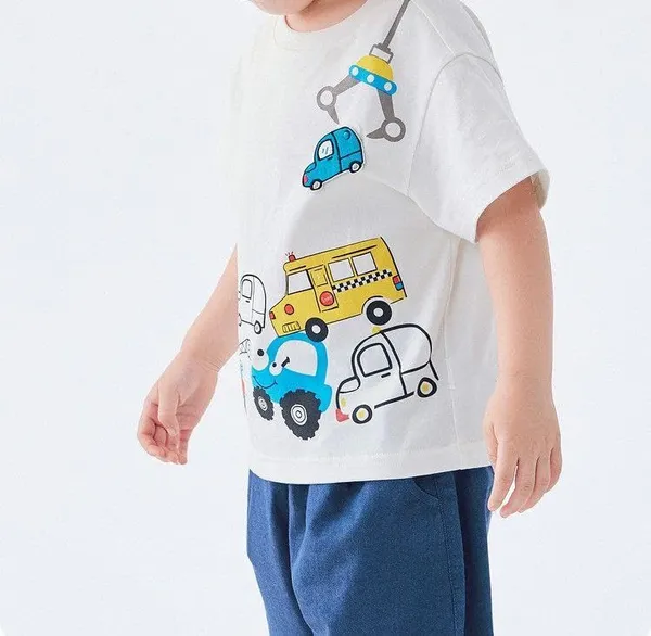 White_Trendy_&_Comfortable_Car_Denim_Short_Set_For_Boys