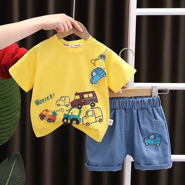 Yellow_Trendy_&_Comfortable_Car_Denim_Short_Set_For_Boys