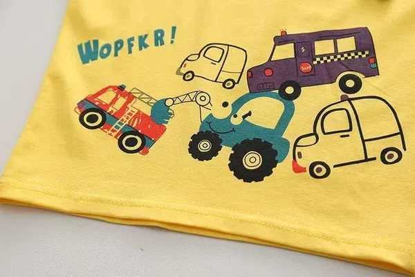 Yellow_Trendy_&_Comfortable_Car_Denim_Short_Set_For_Boys