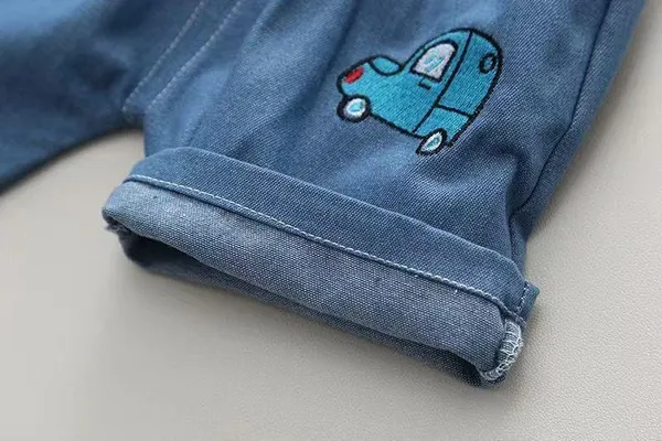 Yellow_Trendy_&_Comfortable_Car_Denim_Short_Set_For_Boys