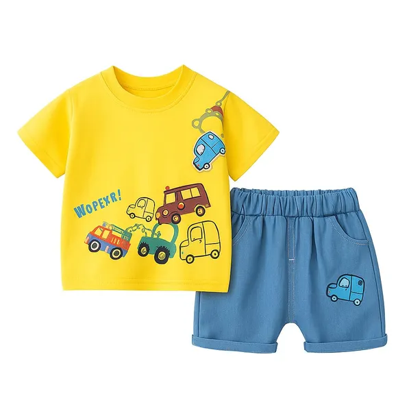 Yellow_Trendy_&_Comfortable_Car_Denim_Short_Set_For_Boys