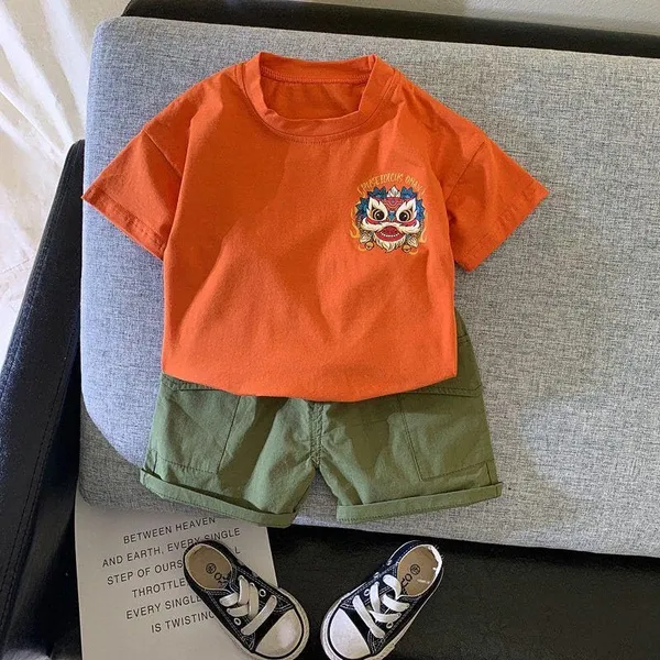 Orange_Trendy_&_Comfortable_Lion_T-Shirt_Set_For_Boys
