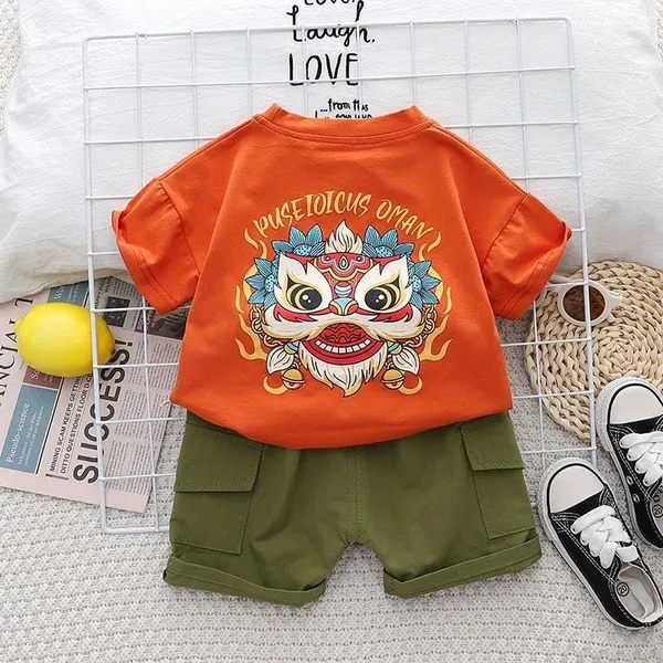 Orange_Trendy_&_Comfortable_Lion_T-Shirt_Set_For_Boys