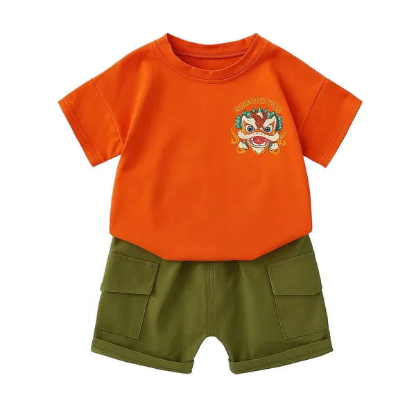 Orange_Trendy_&_Comfortable_Lion_T-Shirt_Set_For_Boys