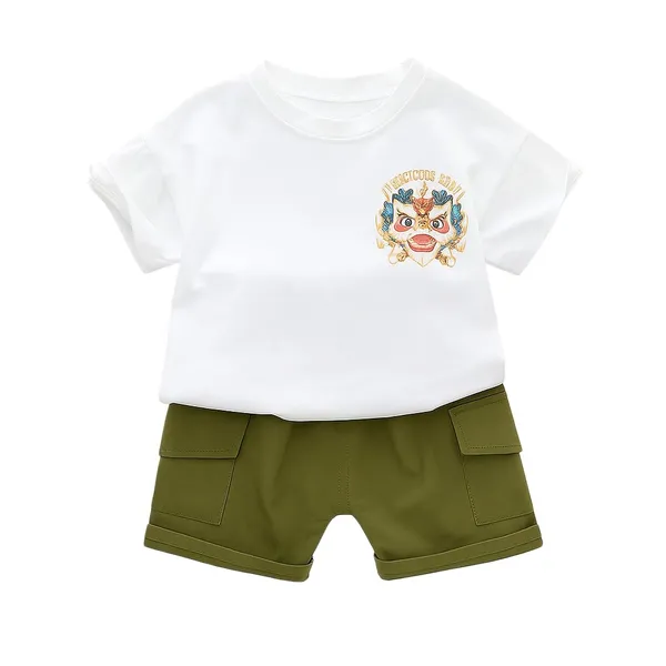 White_Trendy_&_Comfortable_Lion_T-Shirt_Set_For_Boys